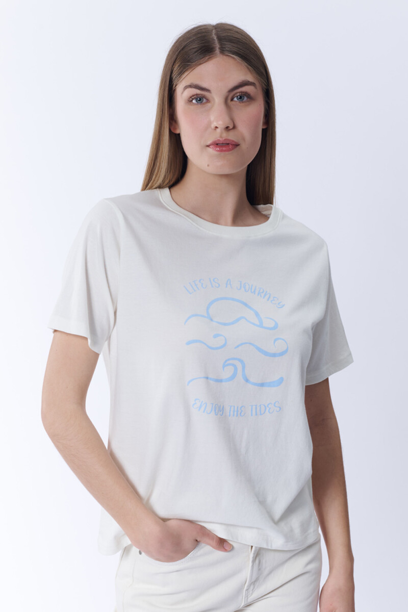 Remera Estampa - Olas Blanco 
