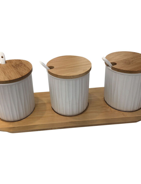 SET X3 FRASCOS 150ML CERAM/MADER AZUL/BCO. 8.5x8.5CM SET X3 FRASCOS 150ML CERAM/MADER AZUL/BCO. 8.5x8.5CM