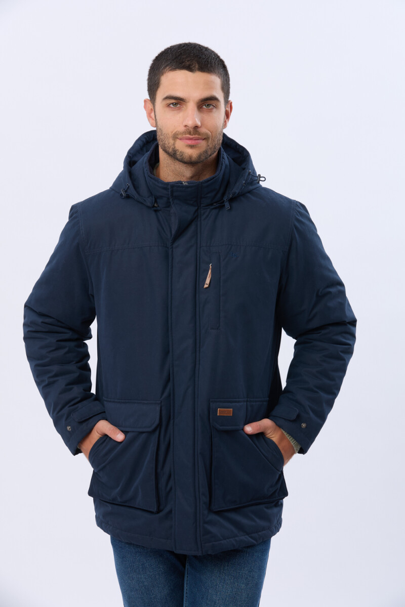 CAMPERA CON CAPUCHA DESMONTABLE - Azul 