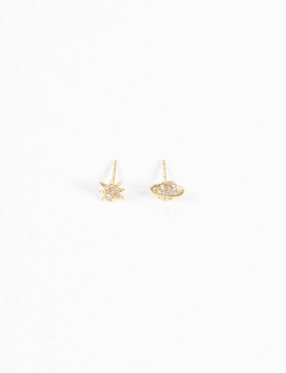 Caravanas acero pin con strass - dorado 