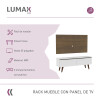 Rack TV mueble Lumax + panel rústico con estantes 55” Blanco/Marron