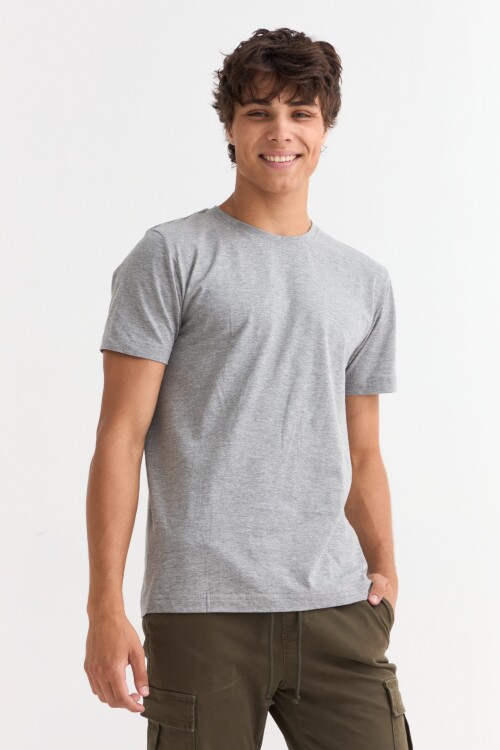 Remera básica manga corta GRIS MELANGE