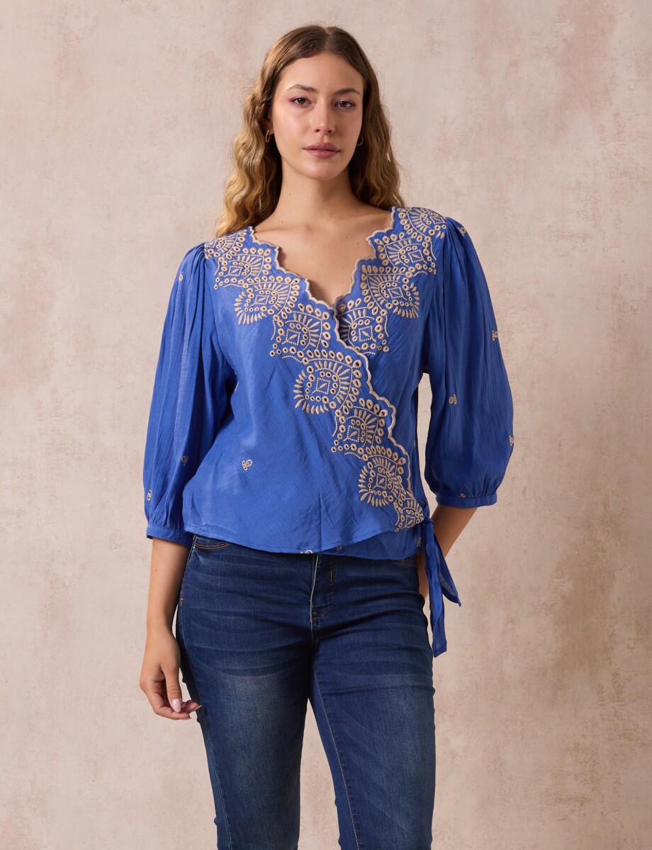 Blusa Bordada Nudo - Royal/multi 