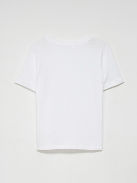 Camiseta manga corta de rib con puño Blanco