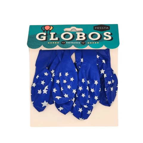 Globo Diseño Estrellas x10 Und Azul