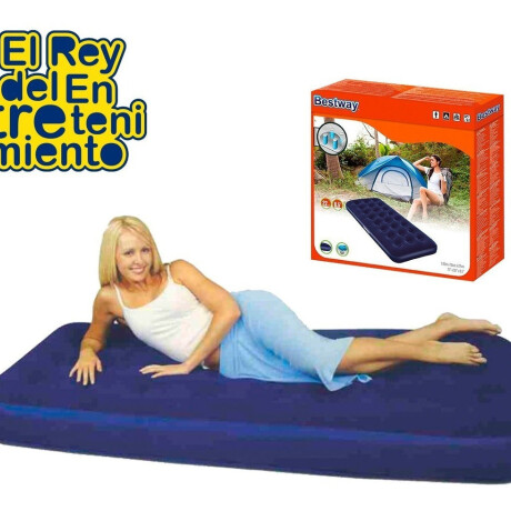 Colchón Inflable Bestway 1 Plaza Camping + Almohada Azul