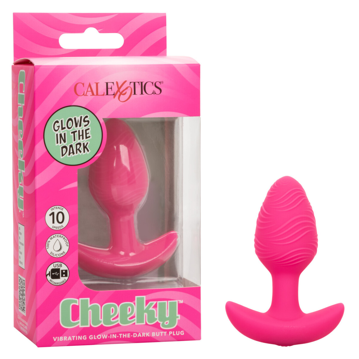 Plug Anal Vibrador Brilla en la Oscuridad Cheeky Rosa 