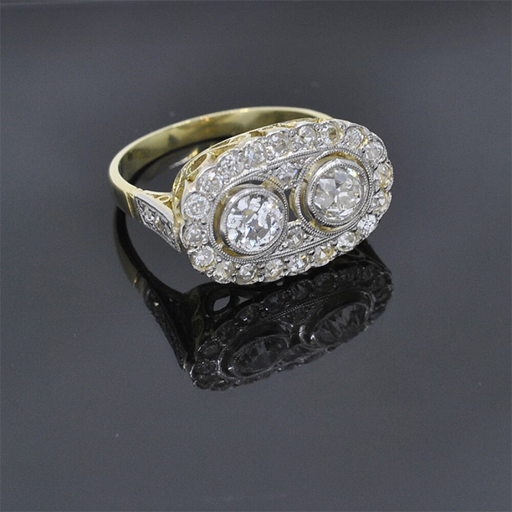 Anillo Antiguo En Oro 18K Y Brillantes Anillo Antiguo En Oro 18K Y Brillantes