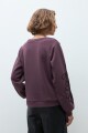 Sweatshirt con apliques en mangas ciruela