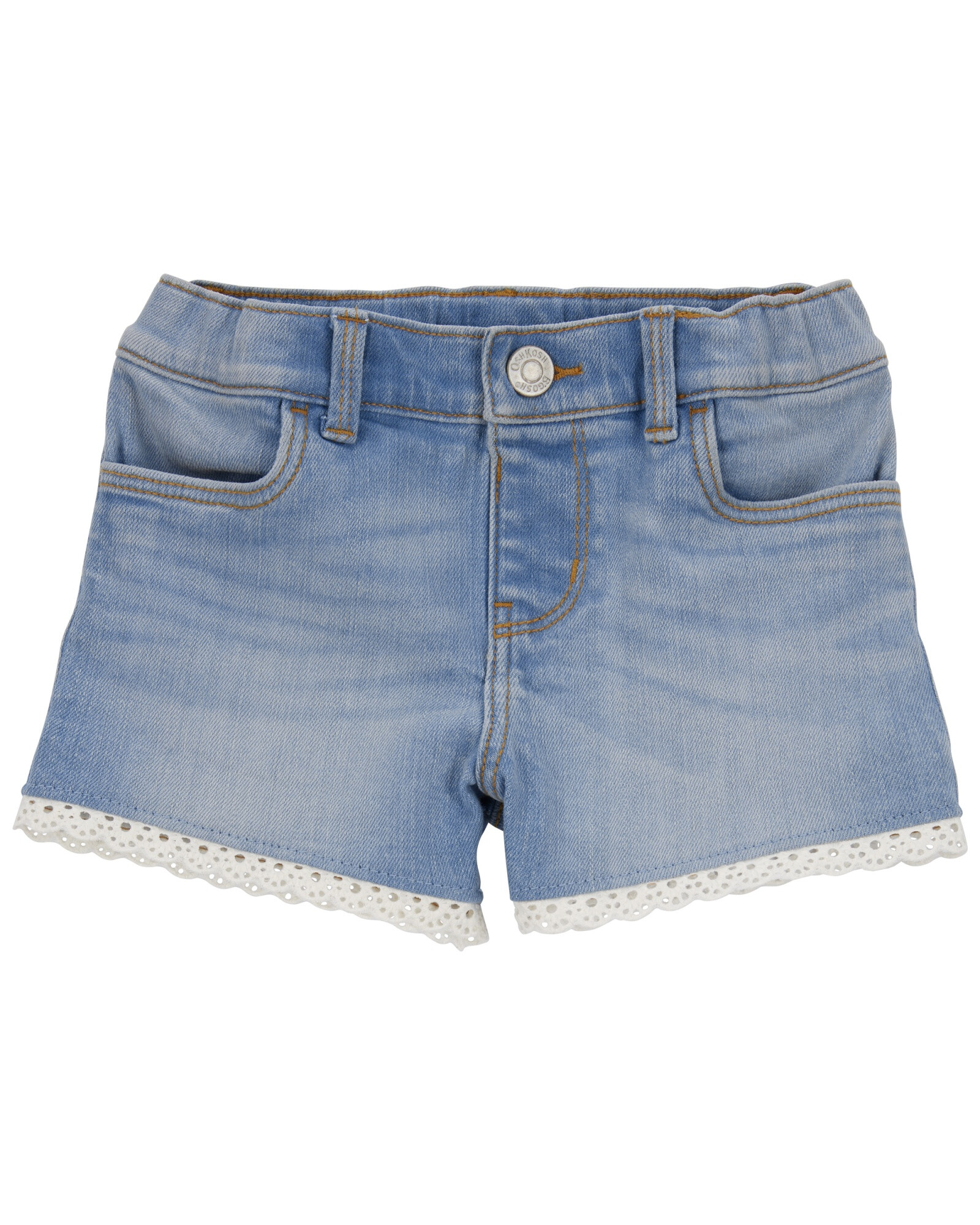 Short jean con detalles de encaje. Talles 2-5T Sin color