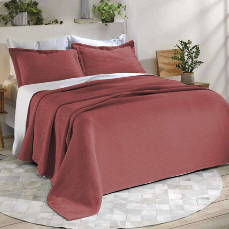 Juego Colcha y Funda Dohler 2 Plaza 100% Microfibra Terracota