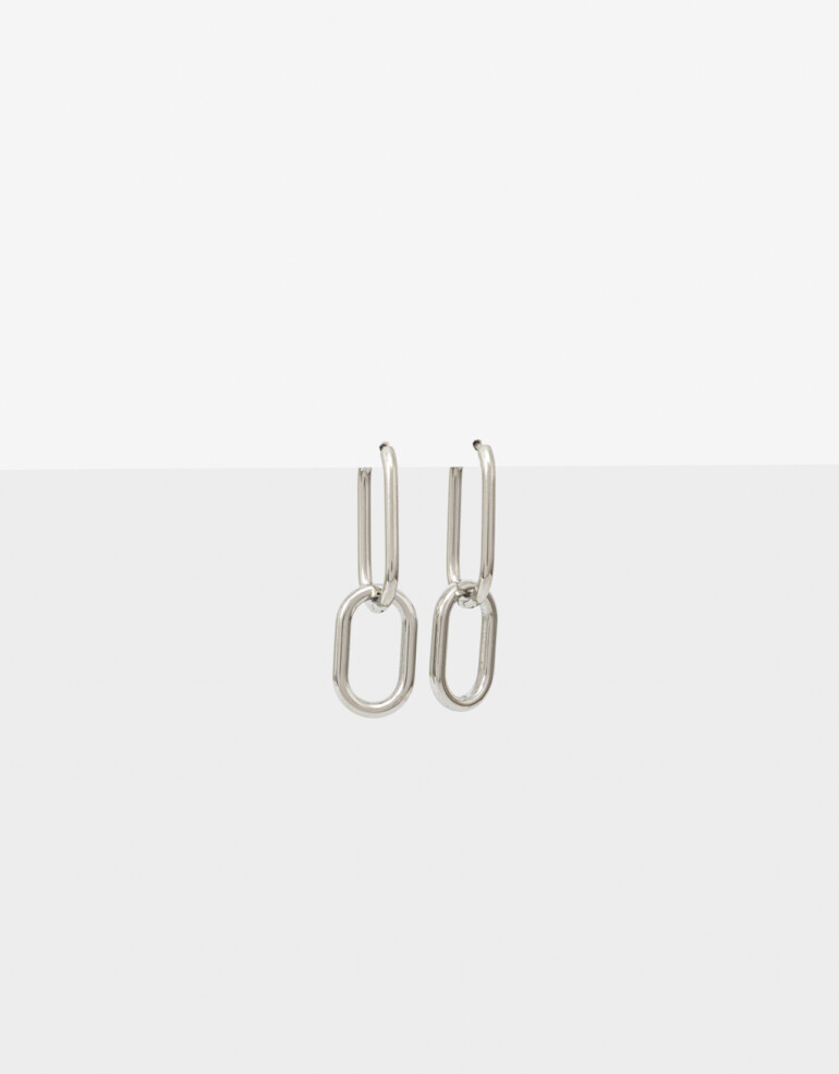 Aros Colgantes Cortos Metal Aros Cortos Eslabones Acero - Plateado