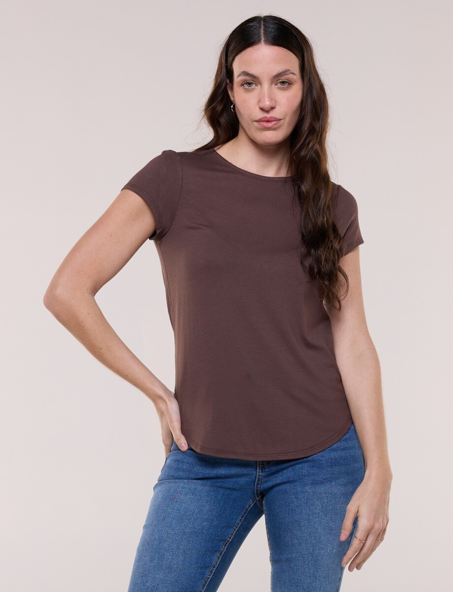 Remera Modal Manga Corta - Marron 