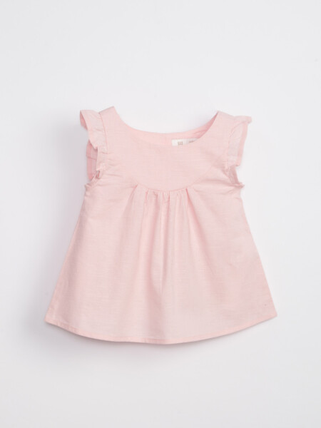 Blusa sin manga volados Rosa