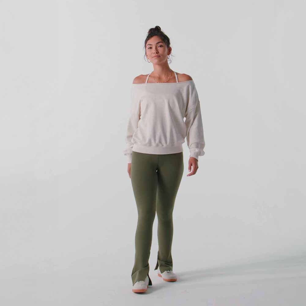 Polera Year Round Terry Off Shoulder Sweatshirt Mujer Bone Heather