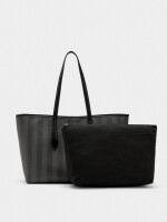 Bolso Shopper A Rayas Con Bolsa Extraíble negro