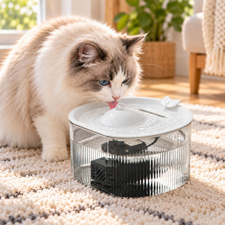 Fuente Bebedero Ballena Para Mascotas 1,5L USB 5V Blanco