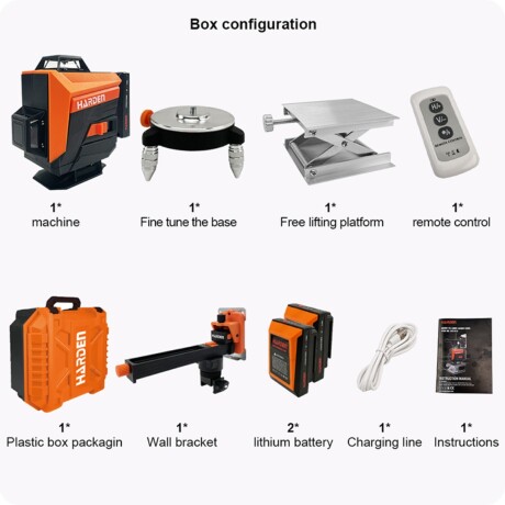 NIVEL LASER 16 LINEAS AUTONIVELANTE BAT. RECARGABLES HARDEN ++ N/a