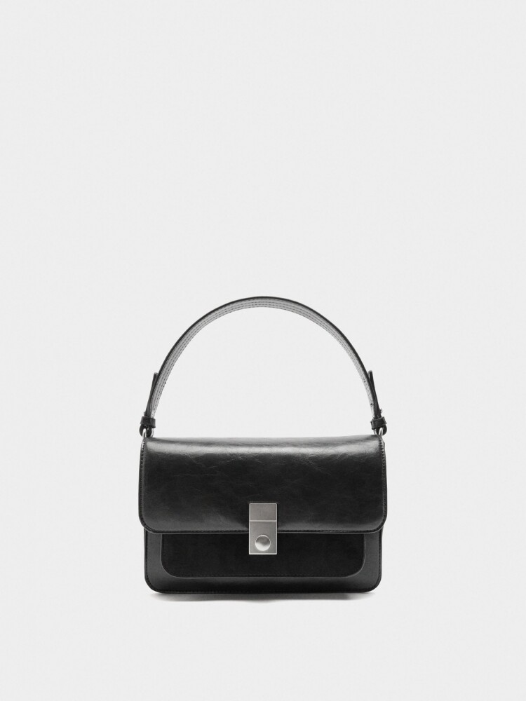 Bolso De Mano Con Solapa negro