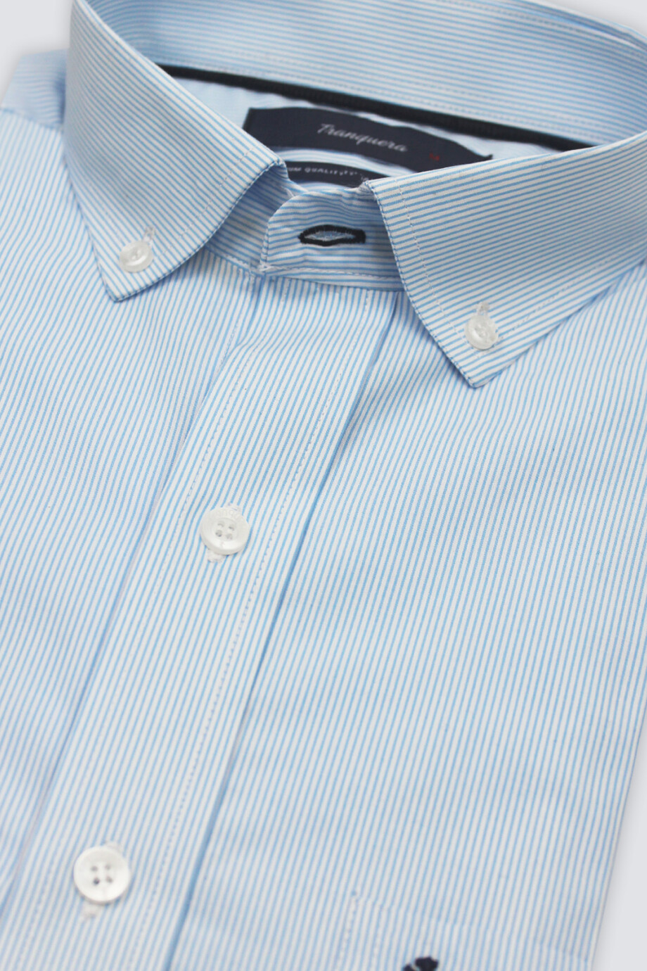 Camisa de Hombre Premium Rayada Raya Celeste Fina
