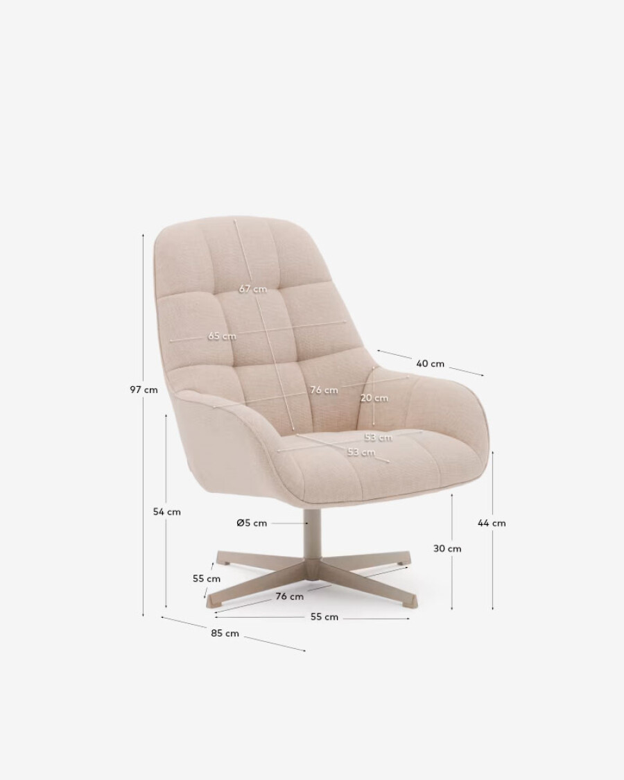 Butaca giratoria Jaspe beige y metal con beige y metal con con acabado gris FSC 100%