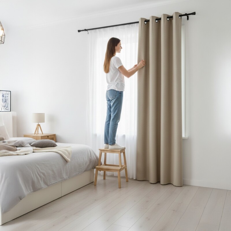 CORTINA BOHEMIA BEIGE JASPEADO 137X229CM Unica