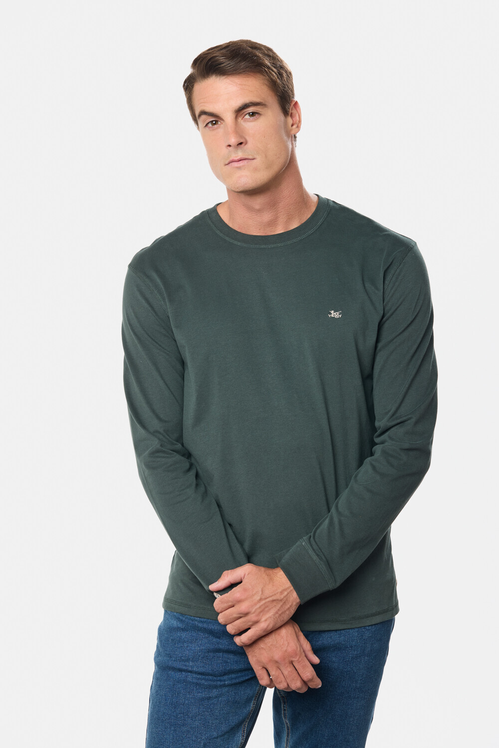 REMERA LISA DE ALGODÓN Verde Oscuro