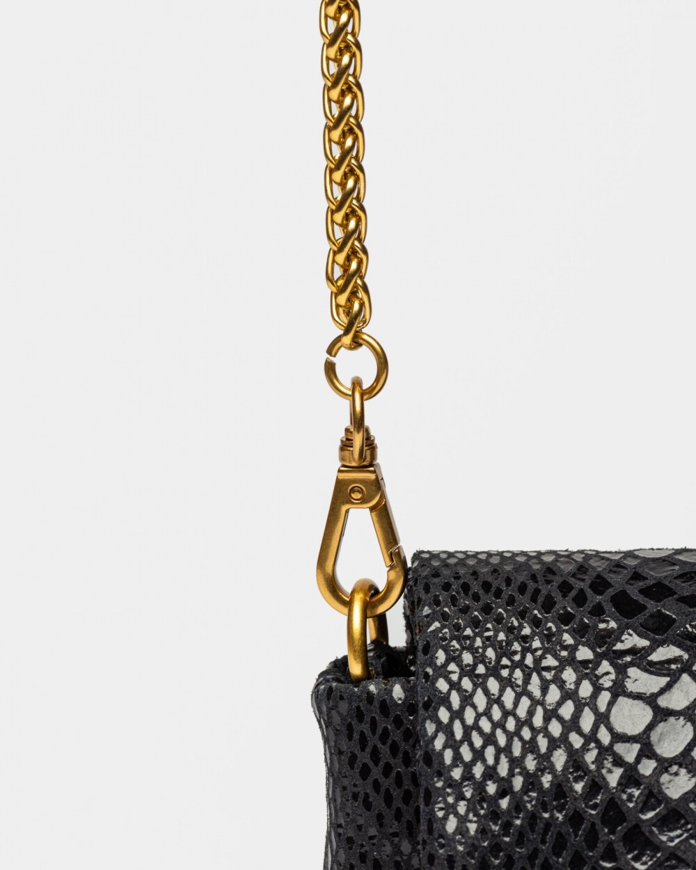 Mini bag Porto en cuero gamuza anaconda Negro