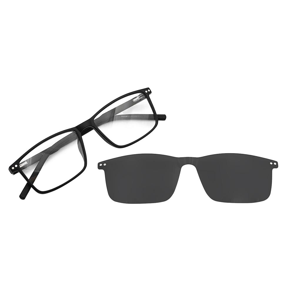 Lentes 2 En 1 Polarizada Chilli Beans Cuadrado Gris/Negro