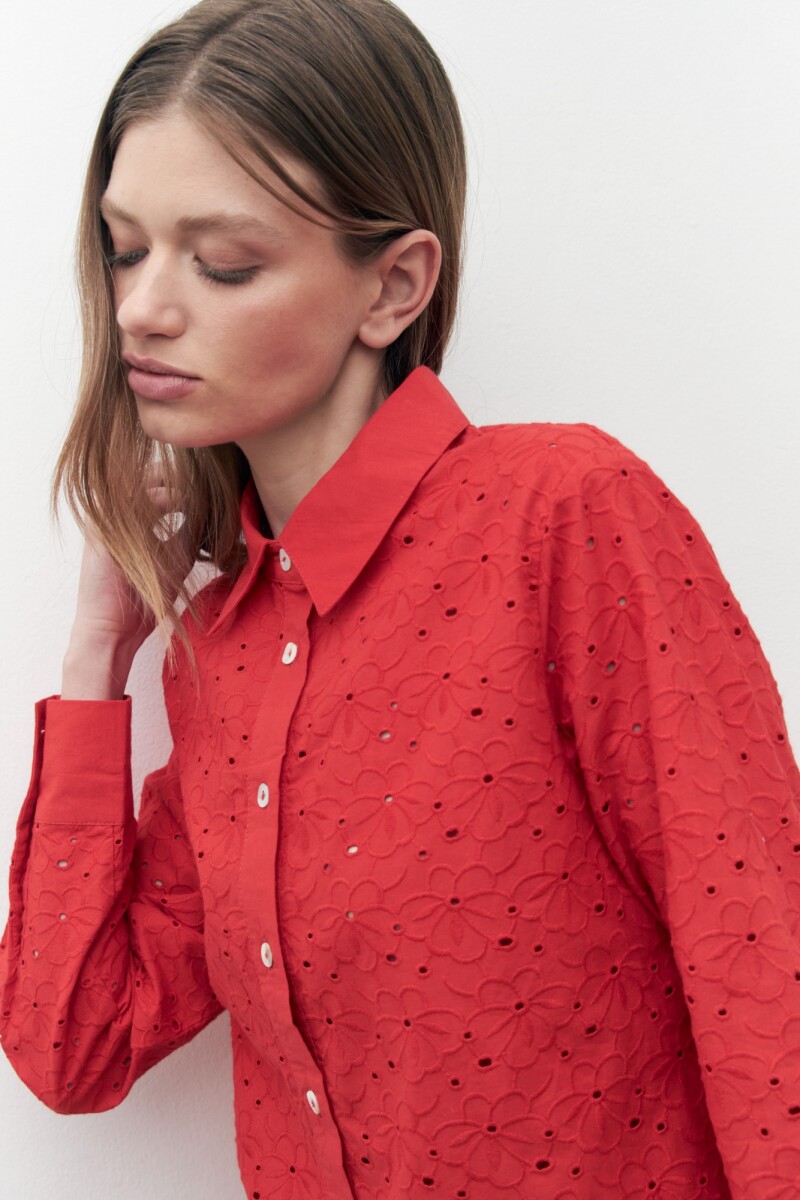 Camisa de broderie rojo