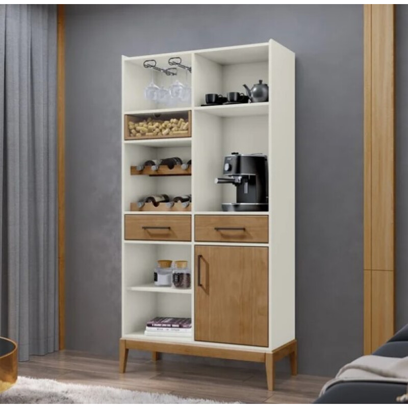 Vinoteca de cristal con 1 puerta y 2+1 cajones, línea Milán, en madera maciza y MDF Vinoteca de cristal con 1 puerta y 2+1 cajones, línea Milán, en madera maciza y MDF