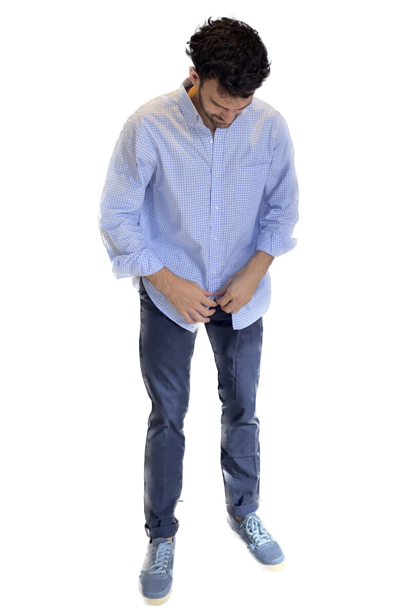 Camisa Escocesa Celeste Blanco