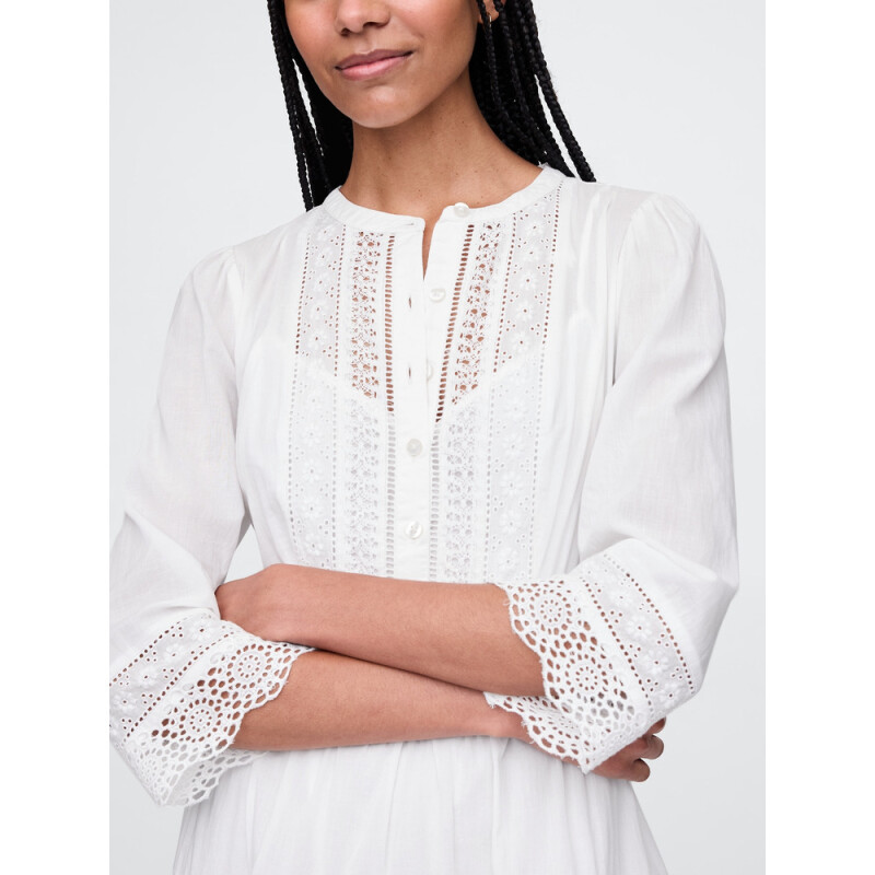 3/4 SLV TEXTURED MINI DRESS NEW OFF WHITE V2