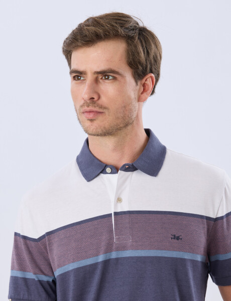 REMERA POLO RAYADA JERSEY Blanco