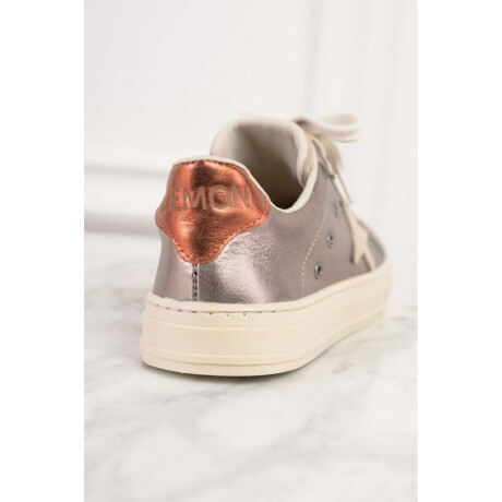 Zapatilla Combinada Cuero Peltre