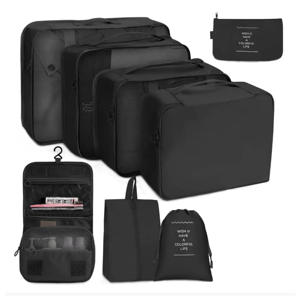 Kit Organizador de Viaje 8 Piezas Negro