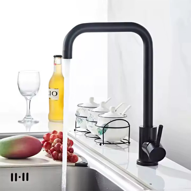 Monocomando para mesada de cocina diseño nórdico NEGRO MATE