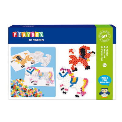 Cuentas para planchar 600 piezas XL y base Caballo y Perro Hama Beads Playbox Cuentas para planchar 600 piezas XL y base Caballo y Perro Hama Beads Playbox
