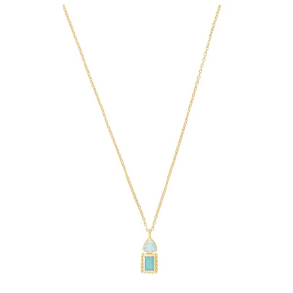 Cadena Pendiente-Plata rodinada micra oro 18k-Piedra Topacio azul y jade verde-CD2012 Conpiedra