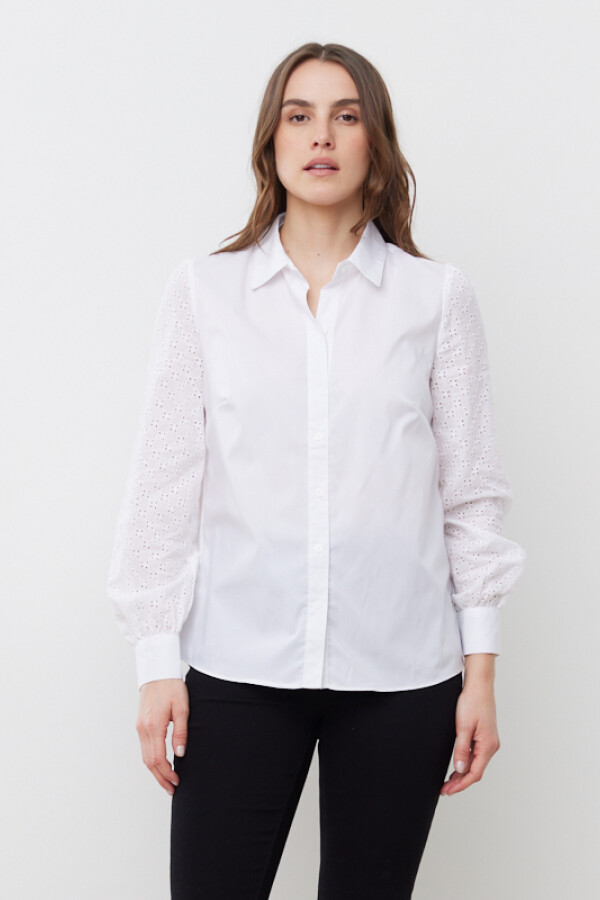 Camisa Algodon Broderie BLANCO