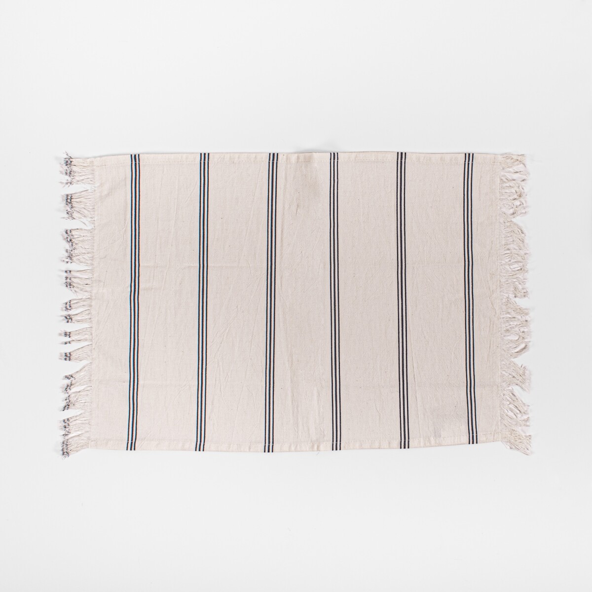 Individual 35x46 con Flecos Tusor Soft - Rayas Azul 