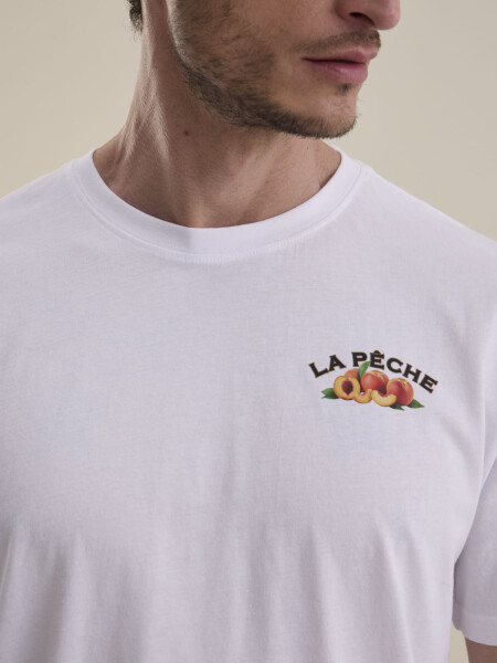 T-SHIRT ESTAMPA PEACHES BLANCO