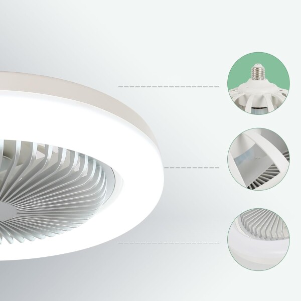 Lampara Led Ventilador Techo Rosca E27 C/ Control Ajustable Variante Color Blanco