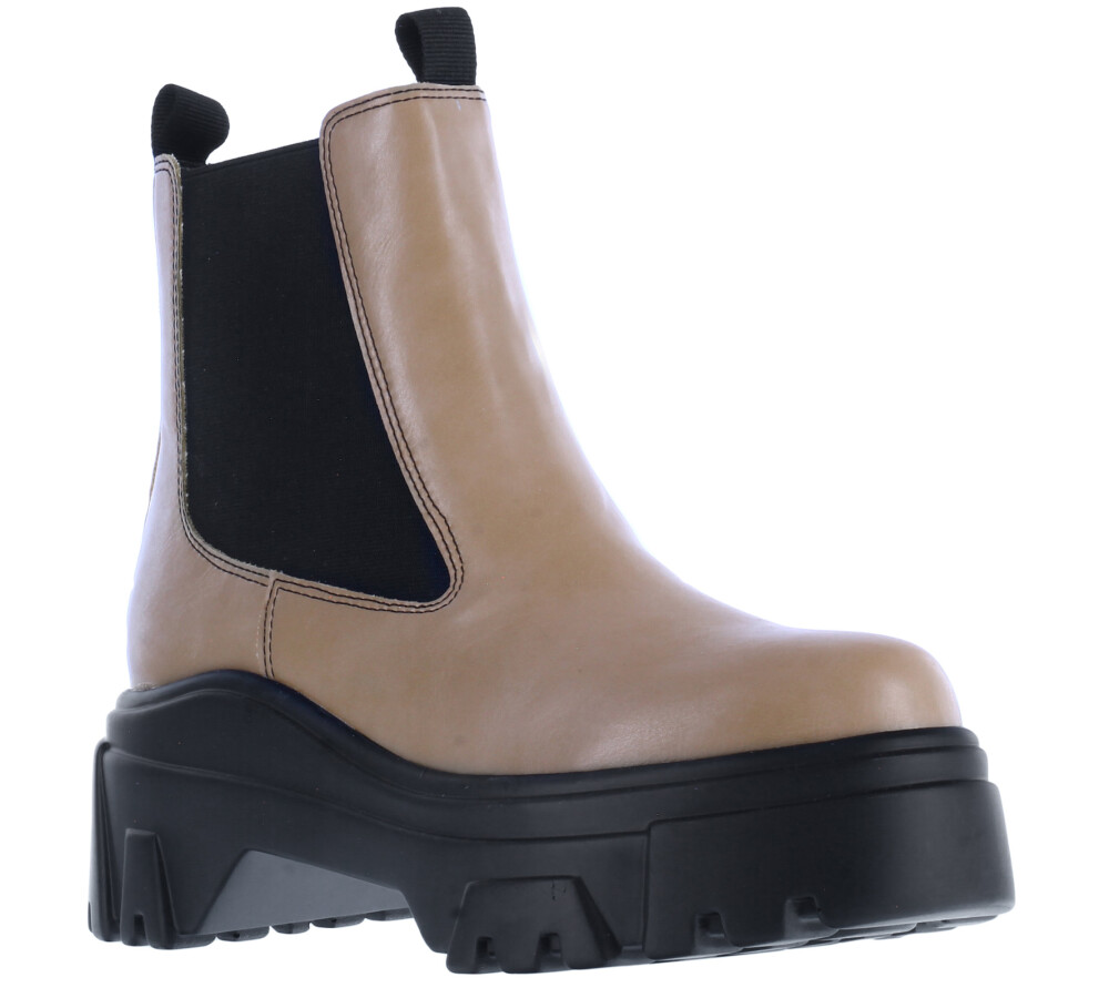 Bota TENIS con elastico en laterales y pespunte e Taupe