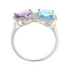 Anillo Anaí de Oro Blanco 18k con Brillantes, Topacio Azul y Amatista Anillo Anaí de Oro Blanco 18k con Brillantes, Topacio Azul y Amatista
