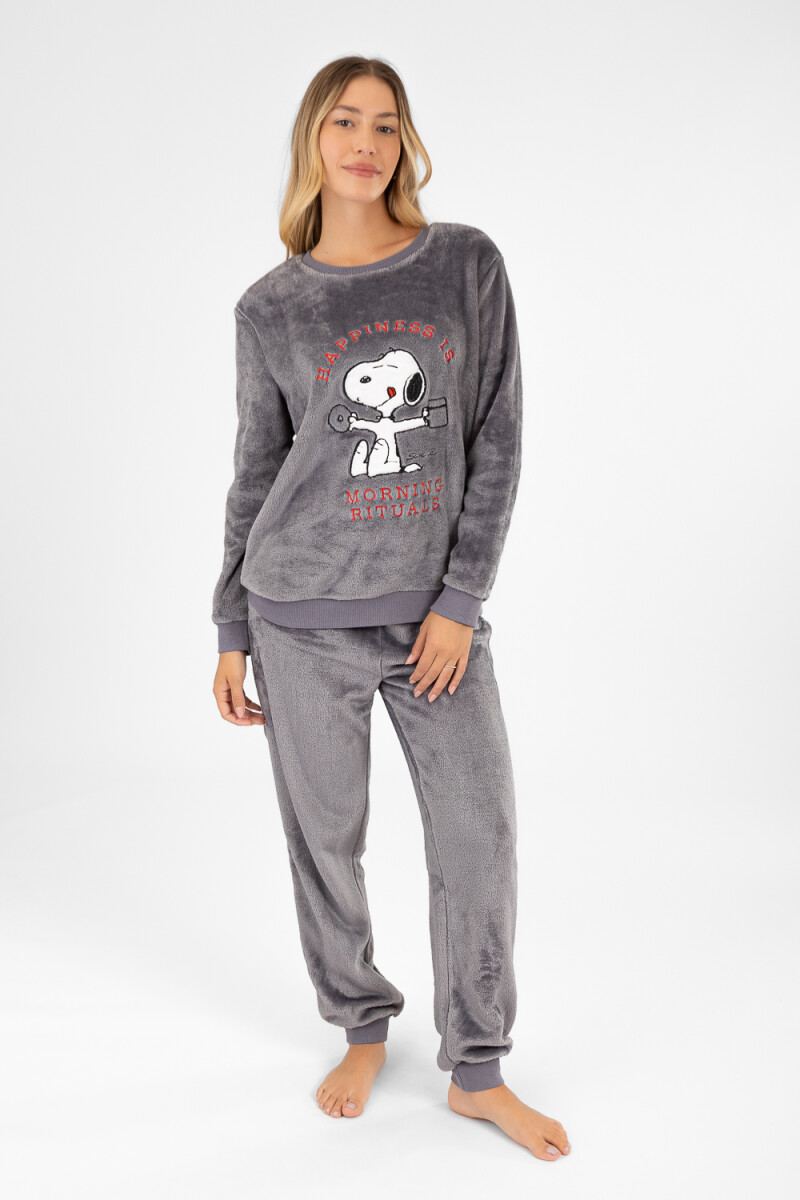 Pijama morning rituals coral fleece Gris melange