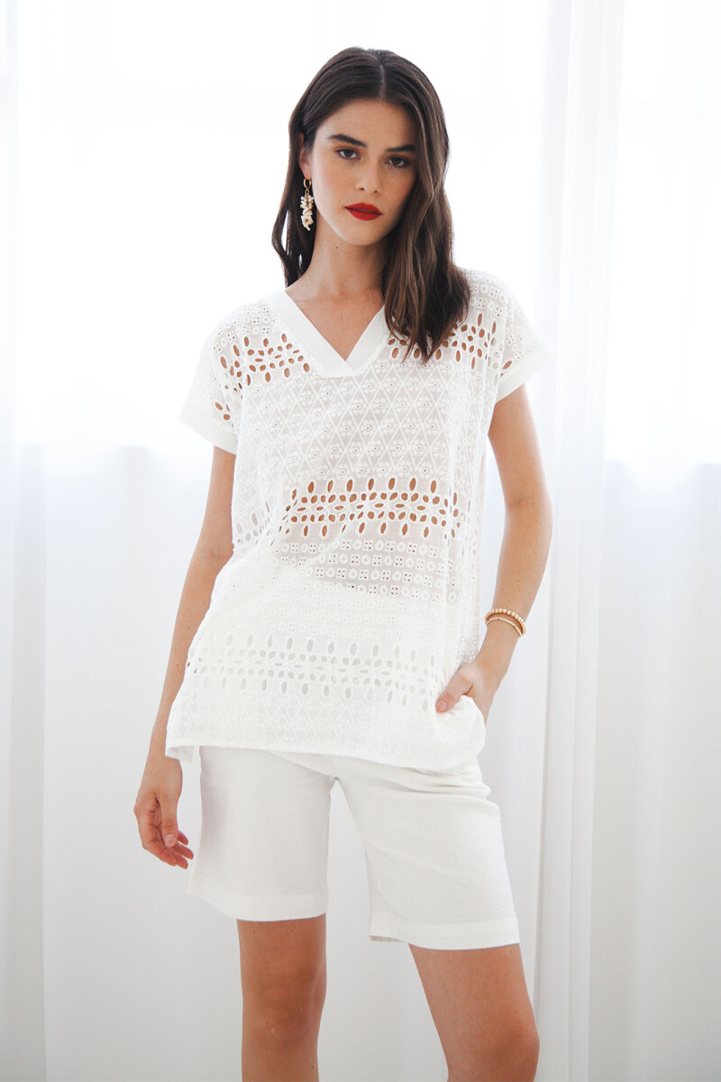 SHORT LINO STRECH BLANCO