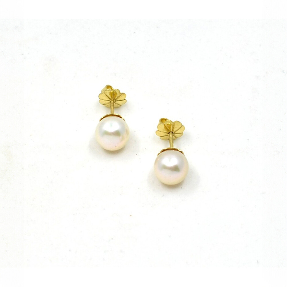 8 mm Caravanas en Oro 18 K Y Perlas De Cultivo 8 mm Caravanas en Oro 18 K Y Perlas De Cultivo