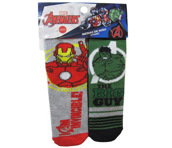 Medias x2 Avengers Gris/Rojo/Verde