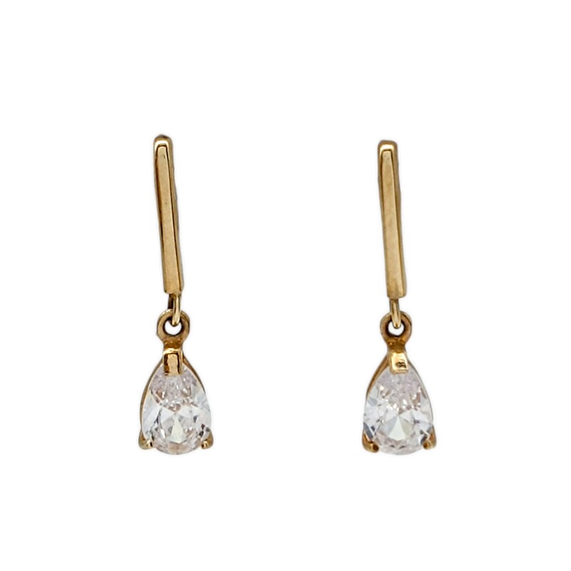 Caravanas oro Gotas - Oro bajo - Zirconia blanca- CA8008 conpiedra